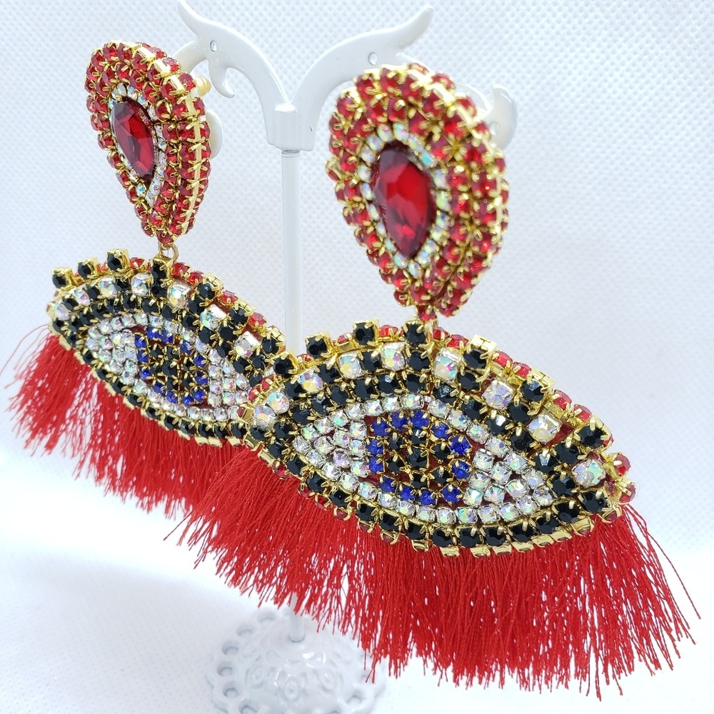 Eye drop tassel drop earrings women , new jewelry - Picture 3 of 7